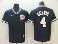 Custom Fan-Made Lou Gehrig New York Yankees #4 Blue Throwback Baseball Jersey