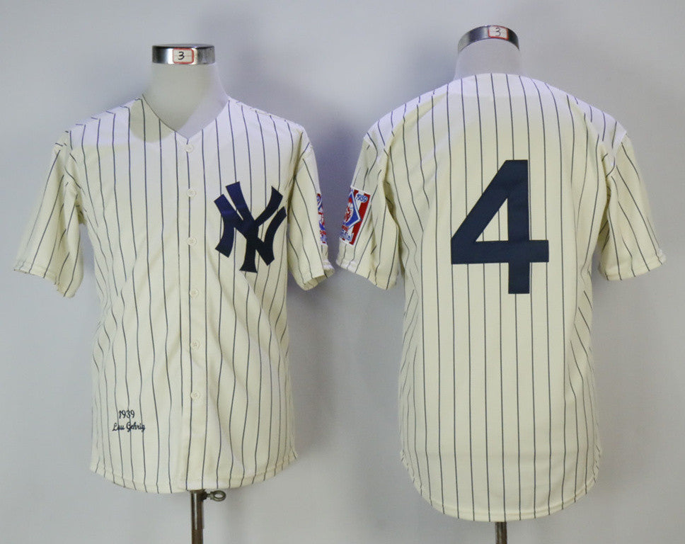 Custom Fan-Made Lou Gehrig New York Yankees #4 1939 Baseball Jersey