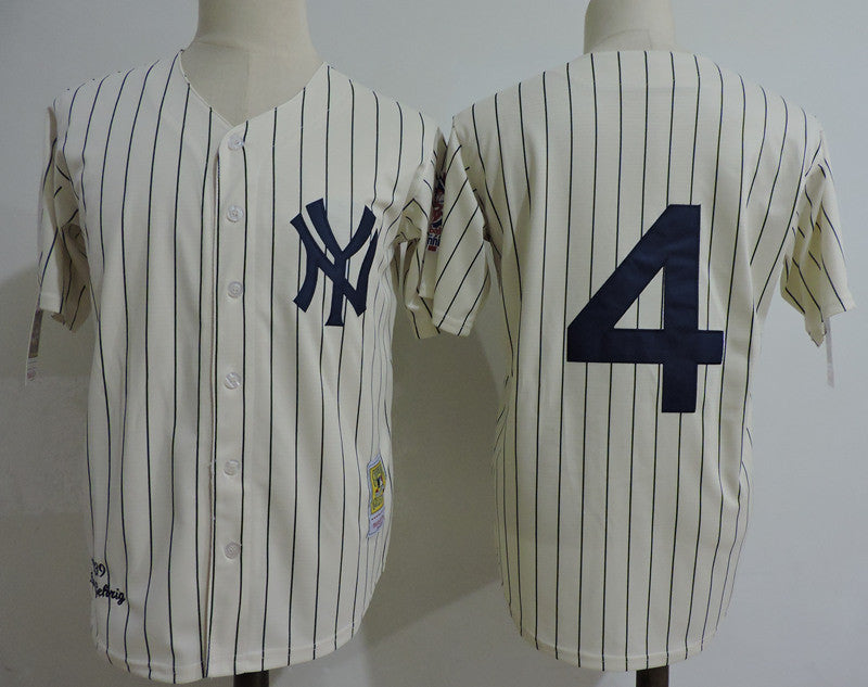 Custom Fan-Made Lou Gehrig New York Yankees #4 Baseball Jersey