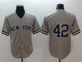 Custom Fan-Made Mariano Rivera New York Yankees #42 Grey Baseball Jersey