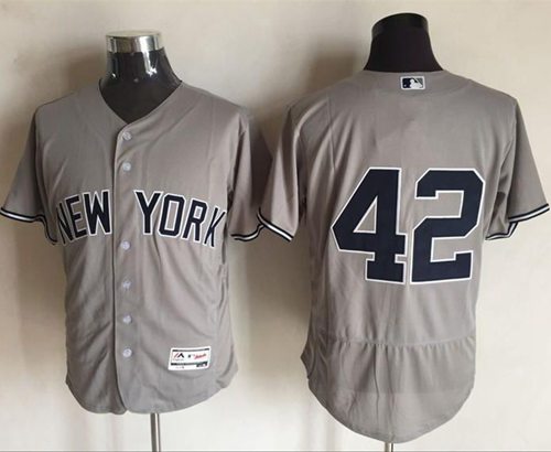 Custom Fan-Made Mariano Rivera New York Yankees #42 Grey Baseball Jersey