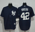 Custom Fan-Made Mariano Rivera New York Yankees #42 Blue Baseball Jersey