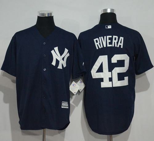 Custom Fan-Made Mariano Rivera New York Yankees #42 Blue Baseball Jersey