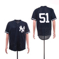 Custom Fan-Made Bernie Williams BP New York Yankees #51 Navy Baseball Jersey