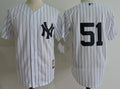 Custom Fan-Made Bernie Williams New York Yankees #51 White Throwback Baseball Jersey
