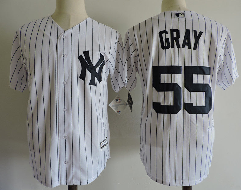 Custom Fan-Made Sonny Gray New York Yankees #55 Grey Baseball Jersey