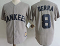 Custom Fan-Made Yogi Berra New York Yankees #8 Grey Baseball Jersey