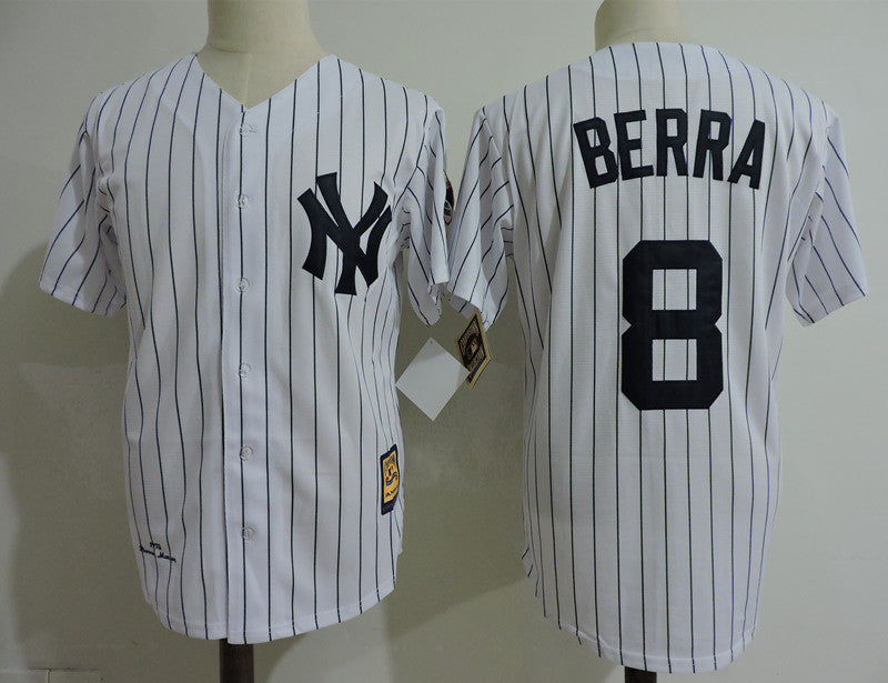 Custom Fan-Made Yogi Berra New York Yankees #8 White Baseball Jersey