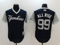Custom Fan-Made Aaron Judge Rise New York Yankees #99 Navy 2017 Baseball Jersey