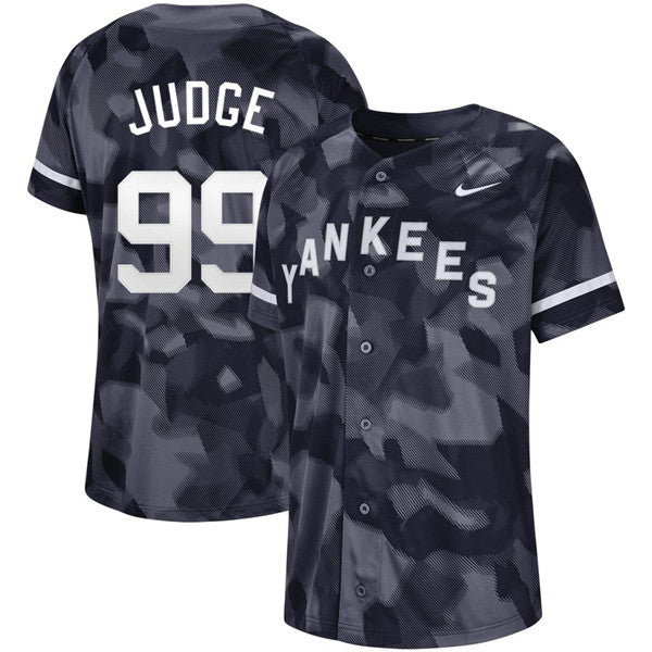 Custom Fan-Made Aaron Judge Camo New York Yankees #99 Black Baseball Jersey