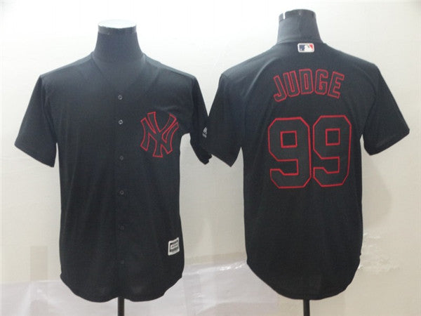 Custom Fan-Made Aaron Judge Shadow New York Yankees #99 Black Baseball Jersey
