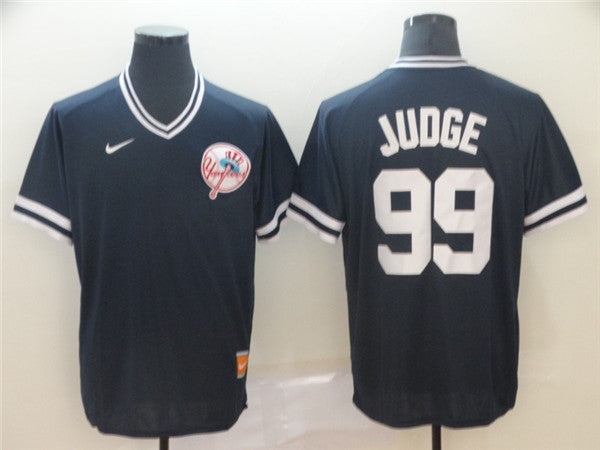 Custom Fan-Made Aaron Judge New York Yankees #99 Black Throwback Baseball Jersey