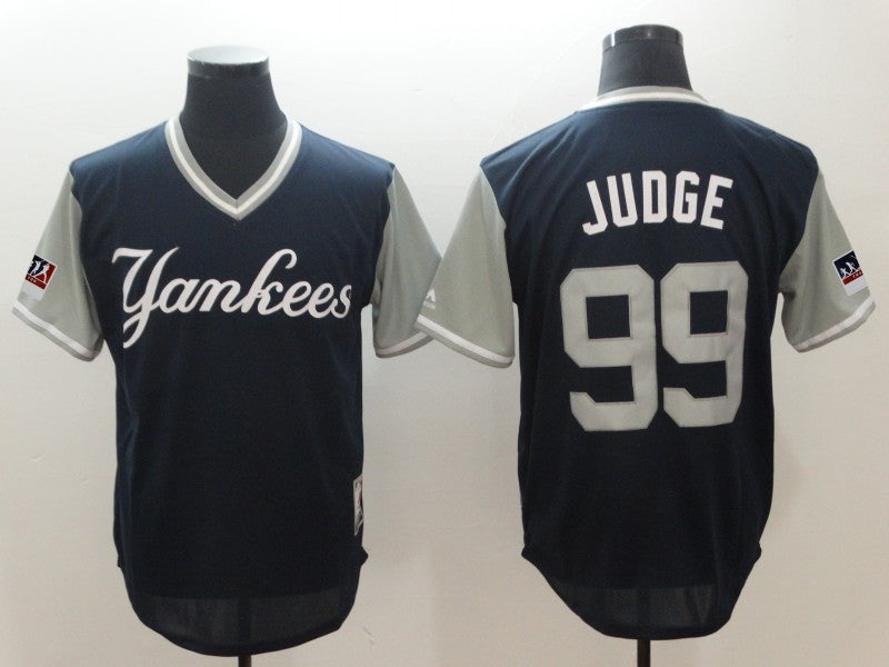 Custom Fan-Made Aaron Judge Judge New York Yankees #99 Navy 2018 Baseball Jersey
