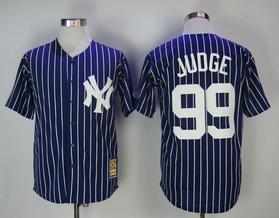 Custom Fan-Made Aaron Judge New York Yankees #99 Navy 1973 Baseball Jersey