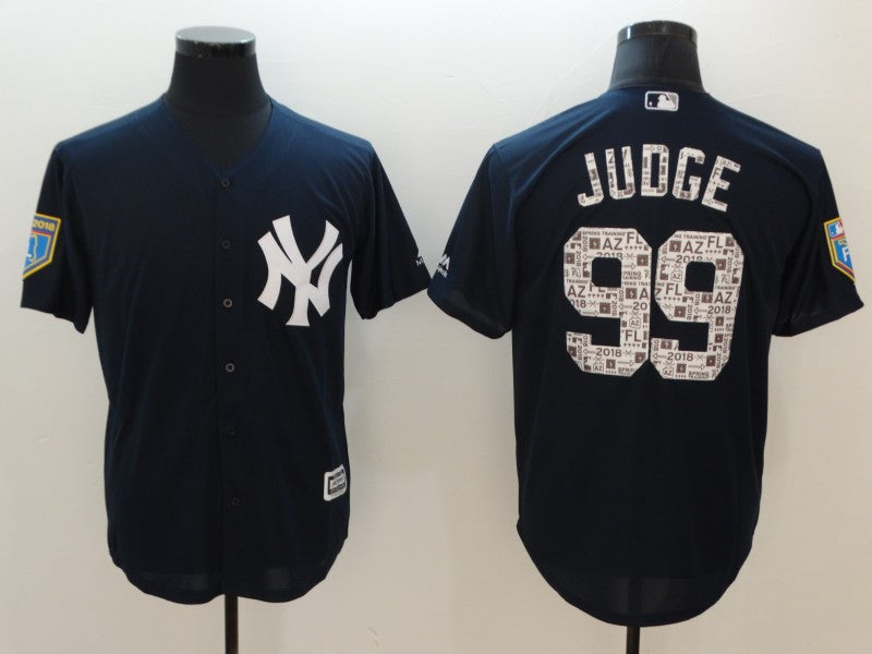 Custom Fan-Made Aaron Judge Spring Training New York Yankees #99 Navy 2018 Baseball Jersey