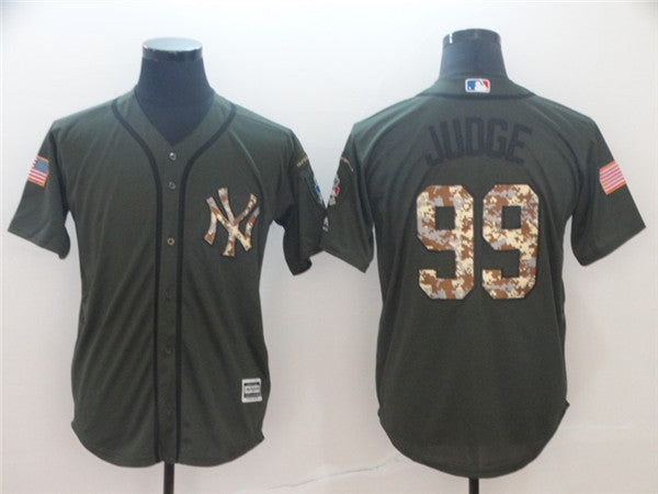 Custom Fan-Made Aaron Judge Olive New York Yankees #99 Green Baseball Jersey