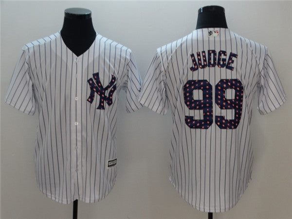 Custom Fan-Made Aaron Judge Stars Stripes New York Yankees #99 White 2018 Baseball Jersey