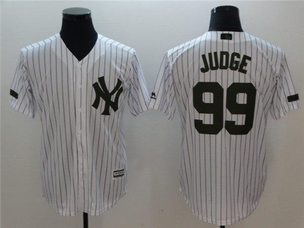 Custom Fan-Made Aaron Judge Olive New York Yankees #99 White Baseball Jersey