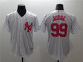 Custom Fan-Made Aaron Pink New York Yankees #99 White Baseball Jersey