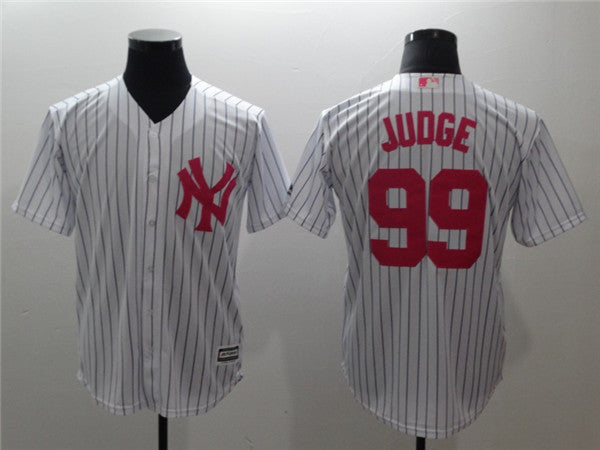 Custom Fan-Made Aaron Pink New York Yankees #99 White Baseball Jersey