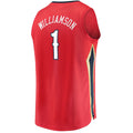 NO.Pelicans #1 Zion Williamson Fanatics Branded  Replica Fast Break Jersey Red Statement Edition Stitched American Basketball Jersey