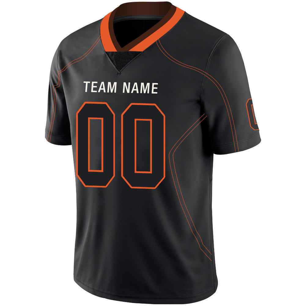 Custom black football jersey detail | GameDay Jerseys
