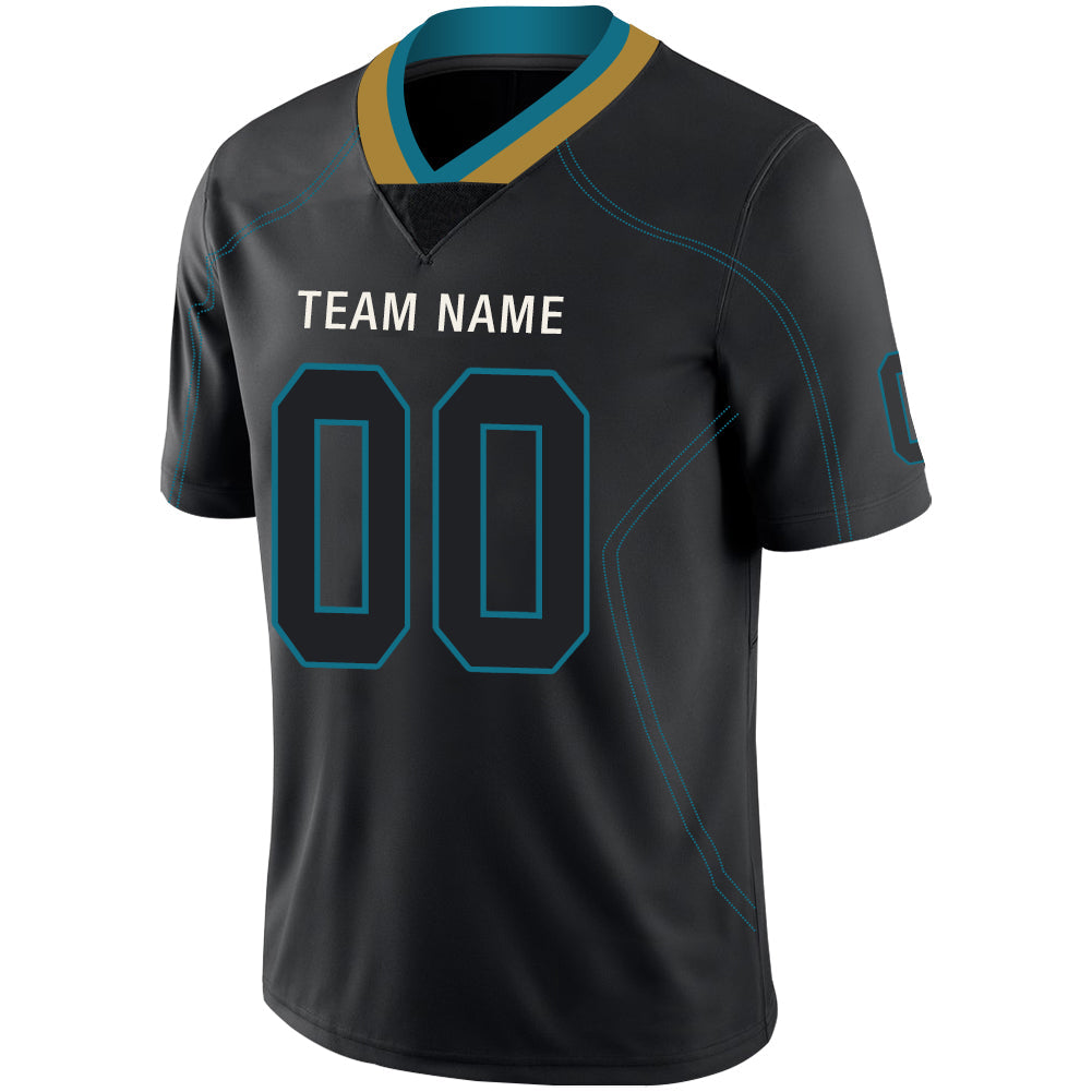 Custom black football jersey detail | GameDay Jerseys