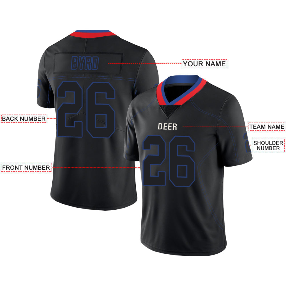 Custom black football jersey front view | GameDay Jerseys