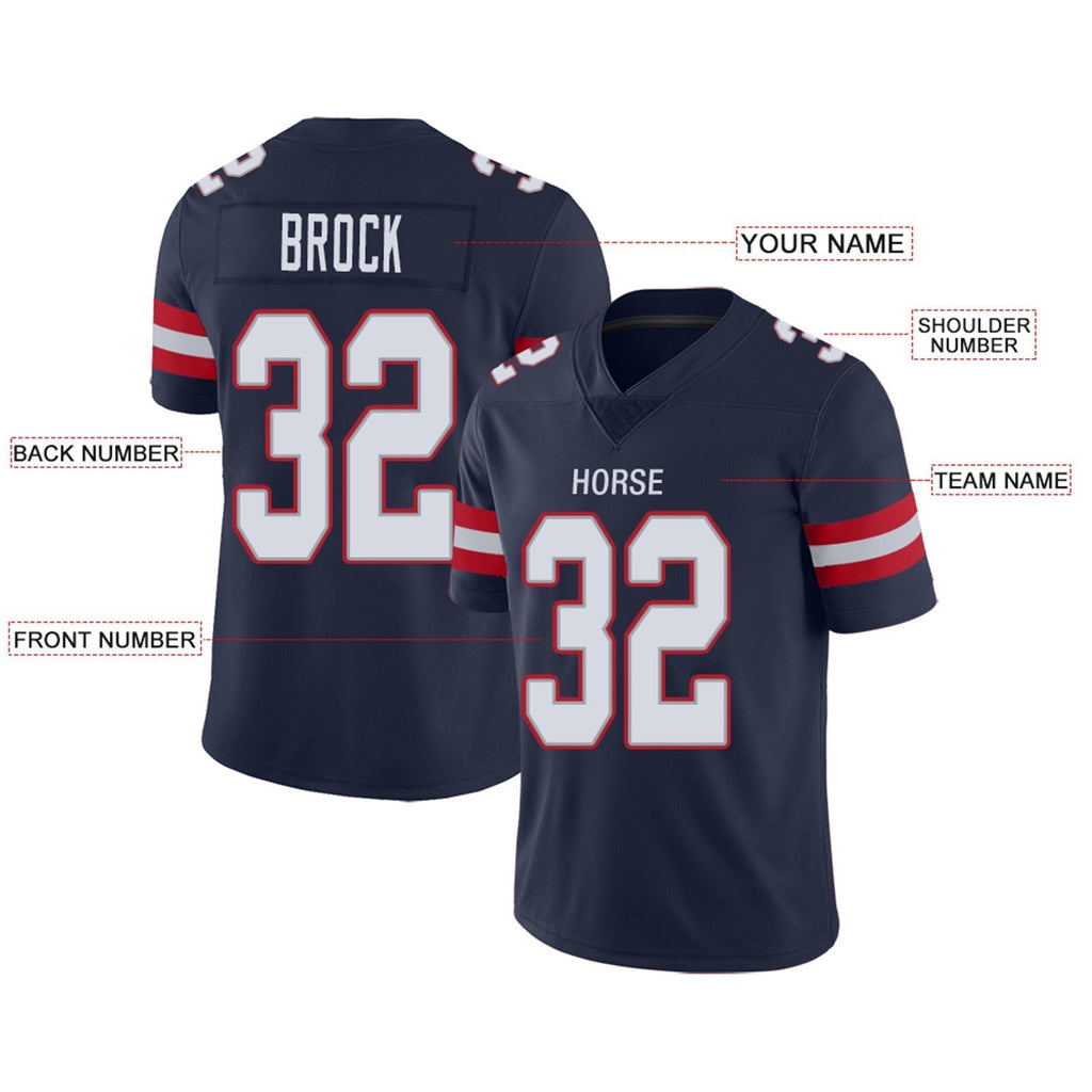 Custom navy football jersey detail | GameDay Jerseys