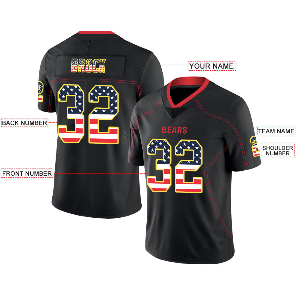 Custom black football jersey front view | GameDay Jerseys