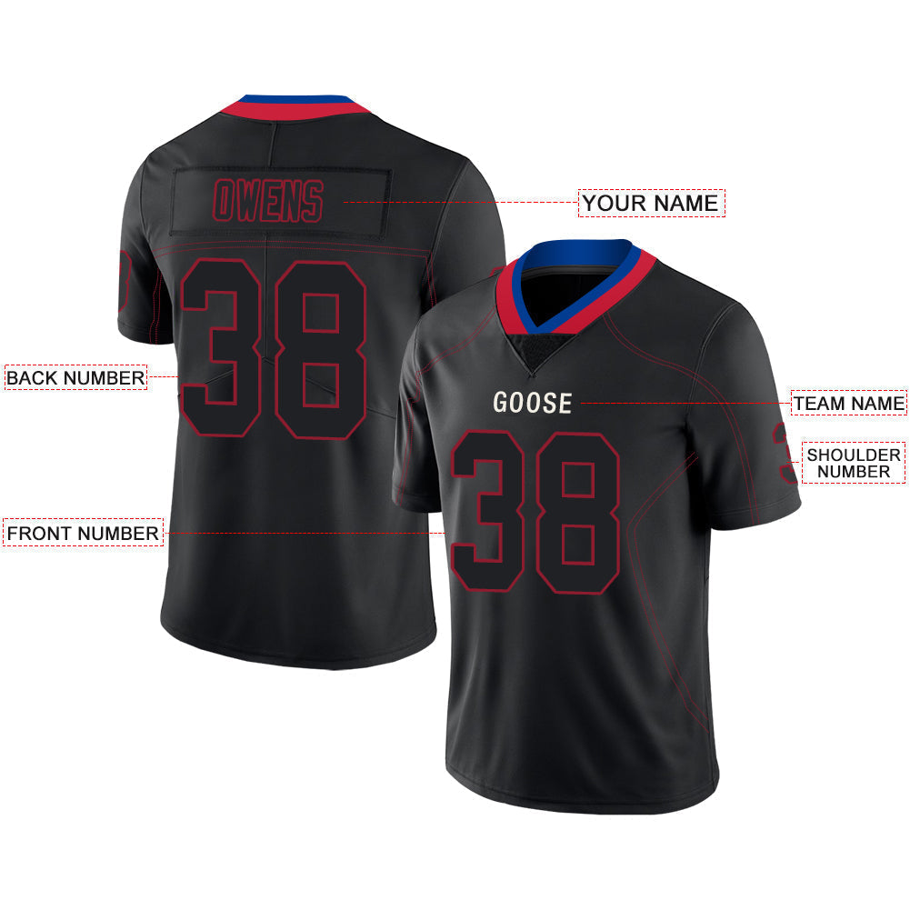 Custom black football jersey front view | GameDay Jerseys