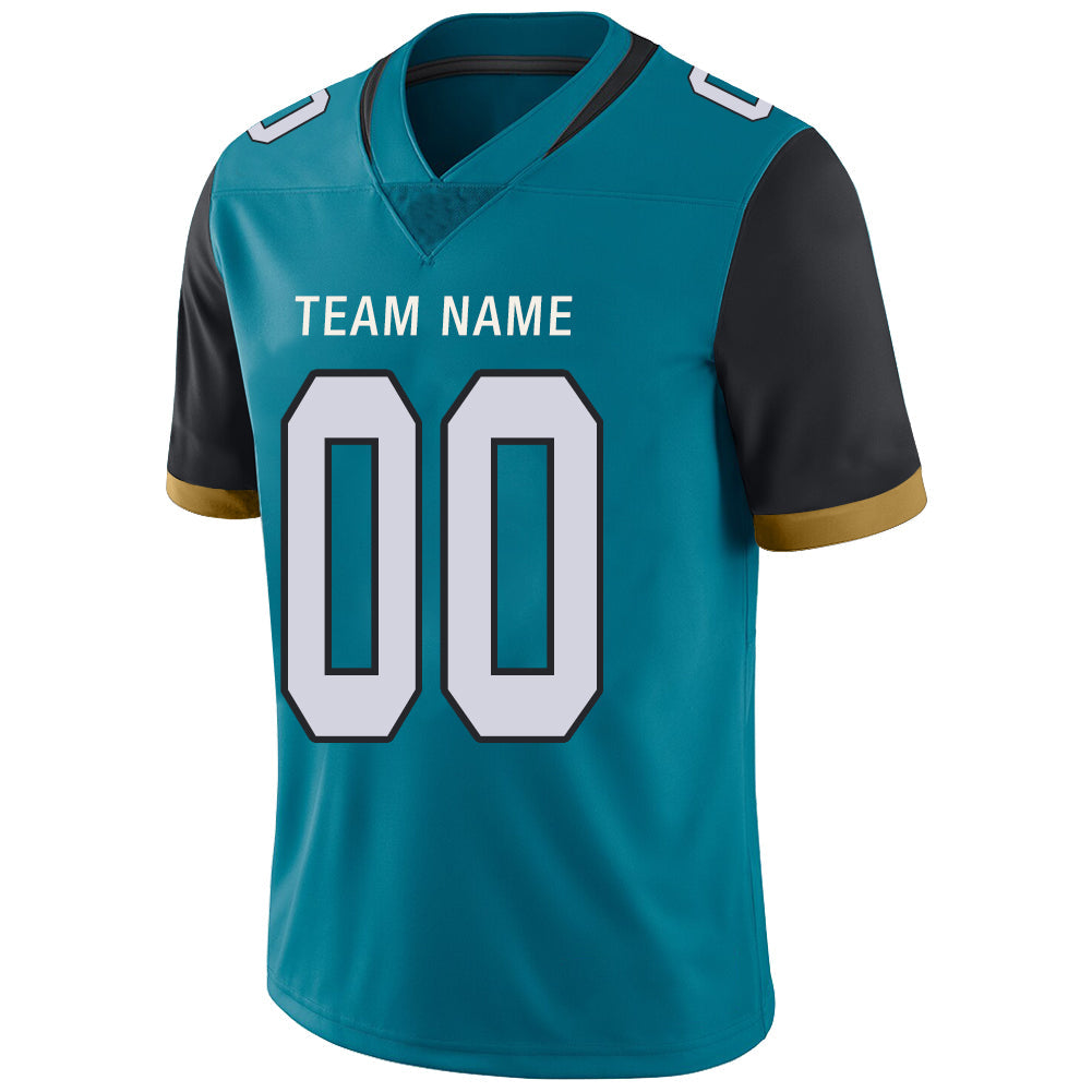 Custom teal football jersey detail | GameDay Jerseys