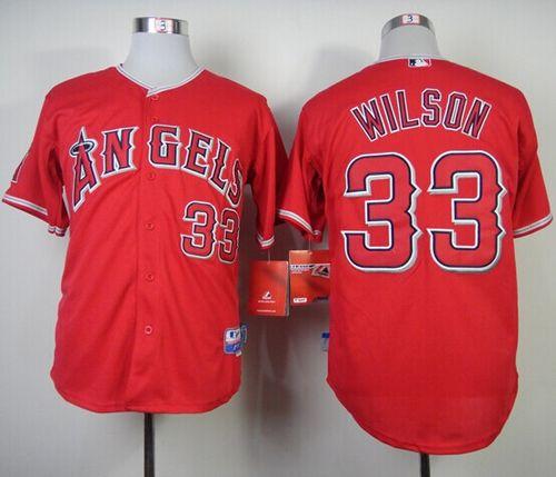 Custom Fan-Made C.J. Wilson Los Angeles Angels #33 Red Baseball Jersey