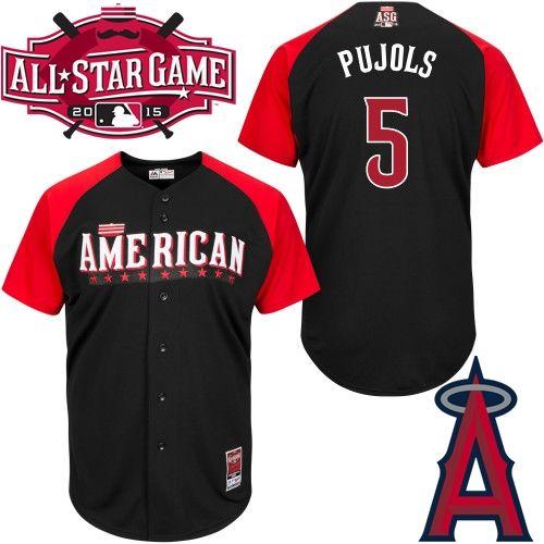 Custom Fan-Made Albert Pujols Los Angeles Angels #5 Black 2015 All-Star Edition Baseball Jersey