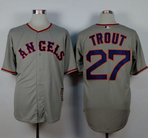 Custom Fan-Made Mike Trout Los Angeles Angels #27 Grey 1965 Throwback Turn Back Clock Edition Baseball Jersey