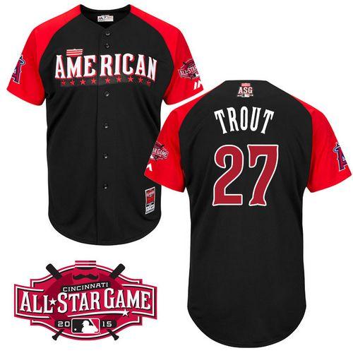 Custom Fan-Made Mike Trout Los Angeles Angels #27 Black 2015 All-Star Edition Baseball Jersey