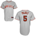 Custom Fan-Made Albert Pujols Los Angeles Angels #5 Grey Baseball Jersey