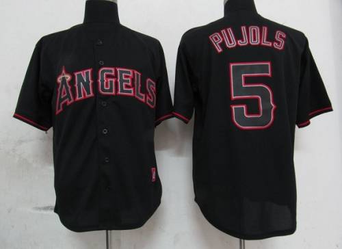 Custom Fan-Made Albert Pujols Los Angeles Angels #5 Black Baseball Jersey