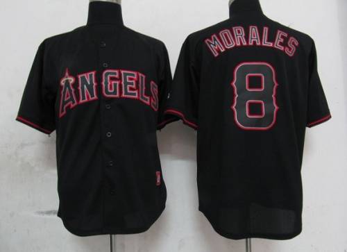 Custom Fan-Made Kendrys Morales Los Angeles Angels #8 Black Baseball Jersey