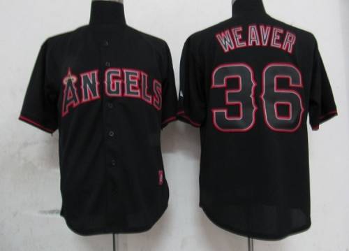 Custom Fan-Made Jered Weaver Los Angeles Angels #36 Black Baseball Jersey