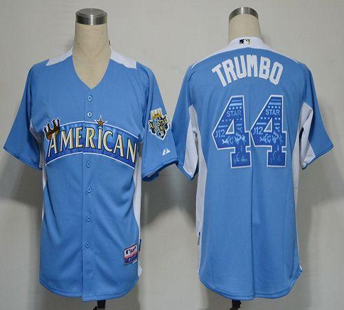 Custom Fan-Made Mark Trumbo BP Los Angeles Angels #44 Blue 2012 All-Star Edition Baseball Jersey