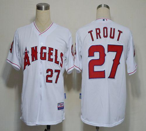 Custom Fan-Made Mike Trout Los Angeles Angels #27 White Baseball Jersey
