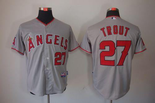 Custom Fan-Made Mike Trout Los Angeles Angels #27 Grey Baseball Jersey