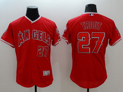 Custom Fan-Made Mike Trout Los Angeles Angels #27 Red Baseball Jersey