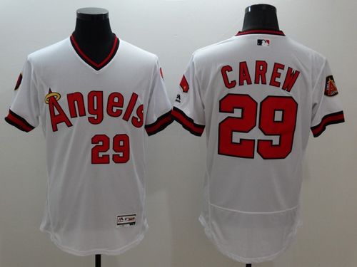 Custom Fan-Made Rod Carew Cooperstown Los Angeles Angels #29 White Baseball Jersey