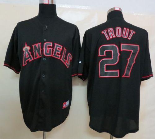 Custom Fan-Made Mike Trout Los Angeles Angels #27 Black Baseball Jersey