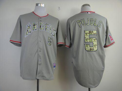 Custom Fan-Made Albert Pujols Los Angeles Angels #5 Grey USMC Baseball Jersey
