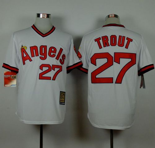 Custom Fan-Made Mike Trout Los Angeles Angels #27 White 1980 Throwback Turn Back Clock Edition Baseball Jersey
