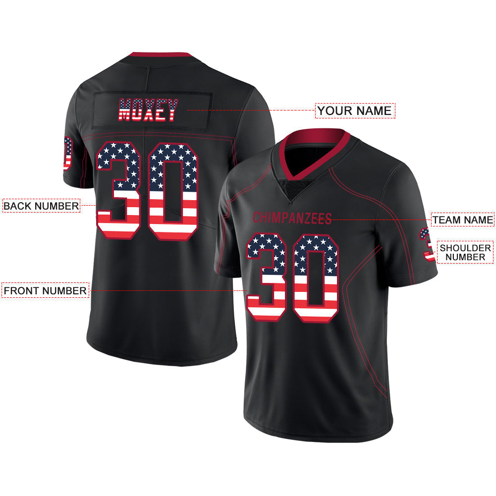 Custom black football jersey front view | GameDay Jerseys