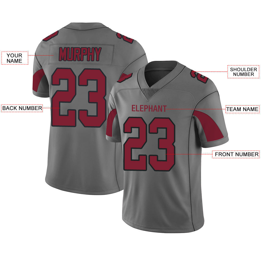 Custom grey football jersey front view | GameDay Jerseys